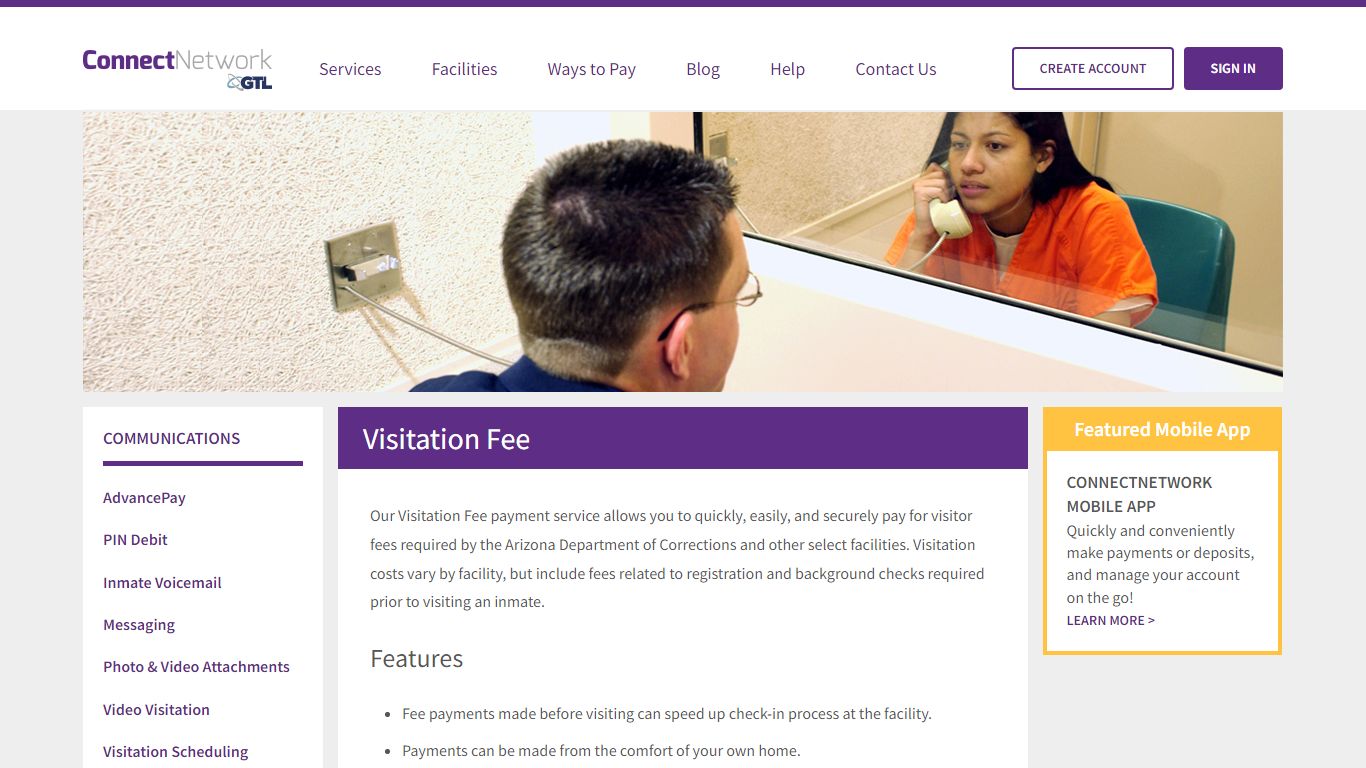 ConnectNetwork Visitation Fee | Pay for inmate visitor fees